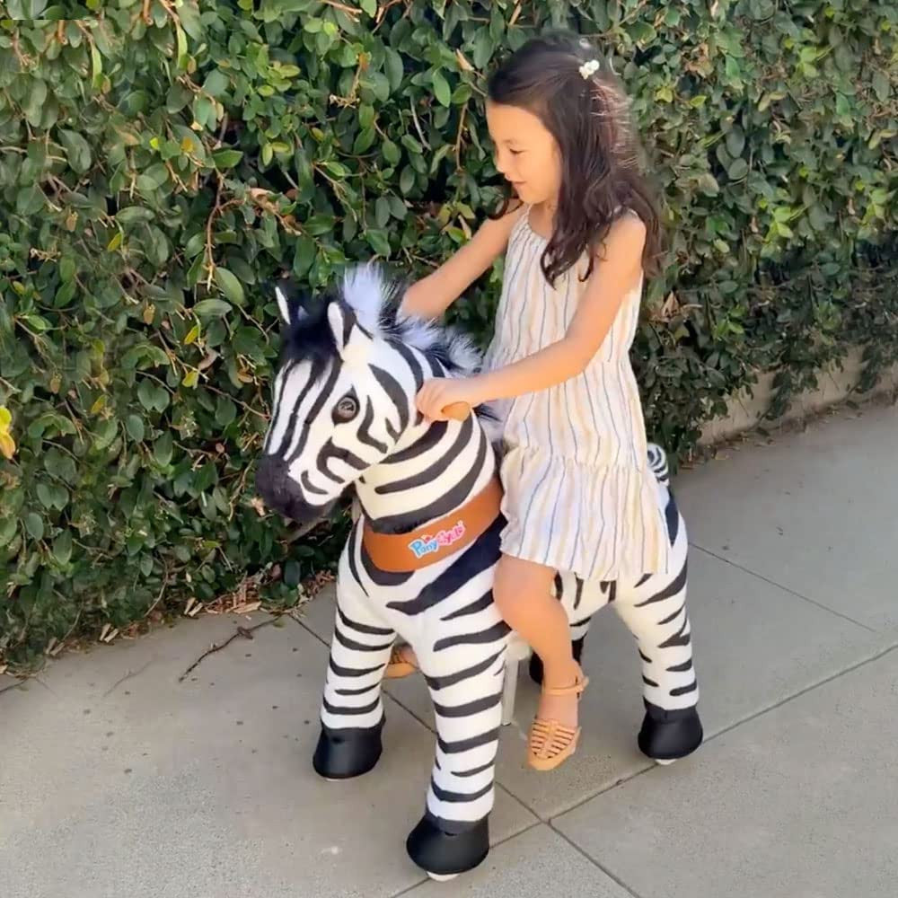 PonyCycle Zebra Ride On Toy Walking Rocking Animal Kids Ages 4 to 7 Max Load 88 Pounds UX468