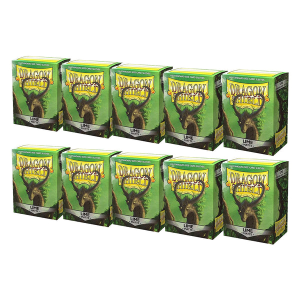 Dragon Shield Matte Lime Green Standard Size 100ct Card Sleeves 10 Packs