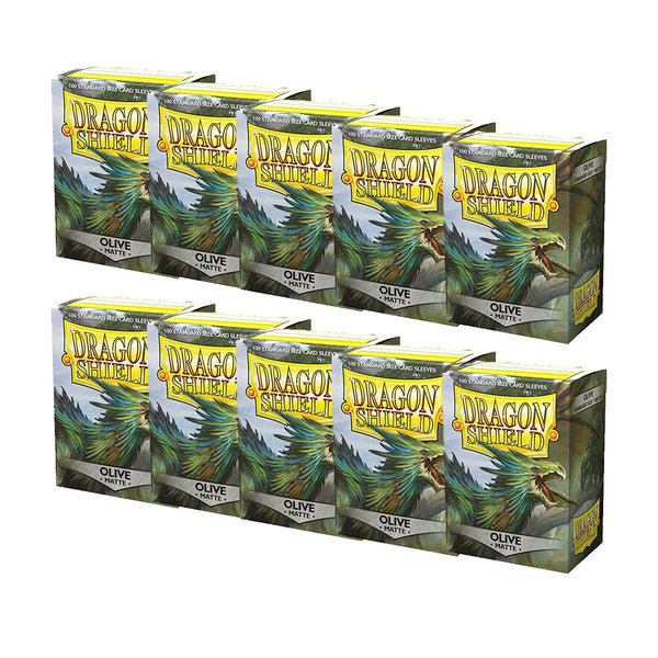 Dragon Shield Matte Olive Green Standard Size 100ct Card Sleeves 10 Packs