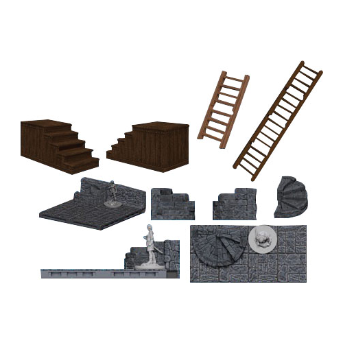 WarLock Tiles: Stairs & Ladders - Modular Dungeon Tiles for Customizable RPG Gaming and Vertical Exploration WZK16504