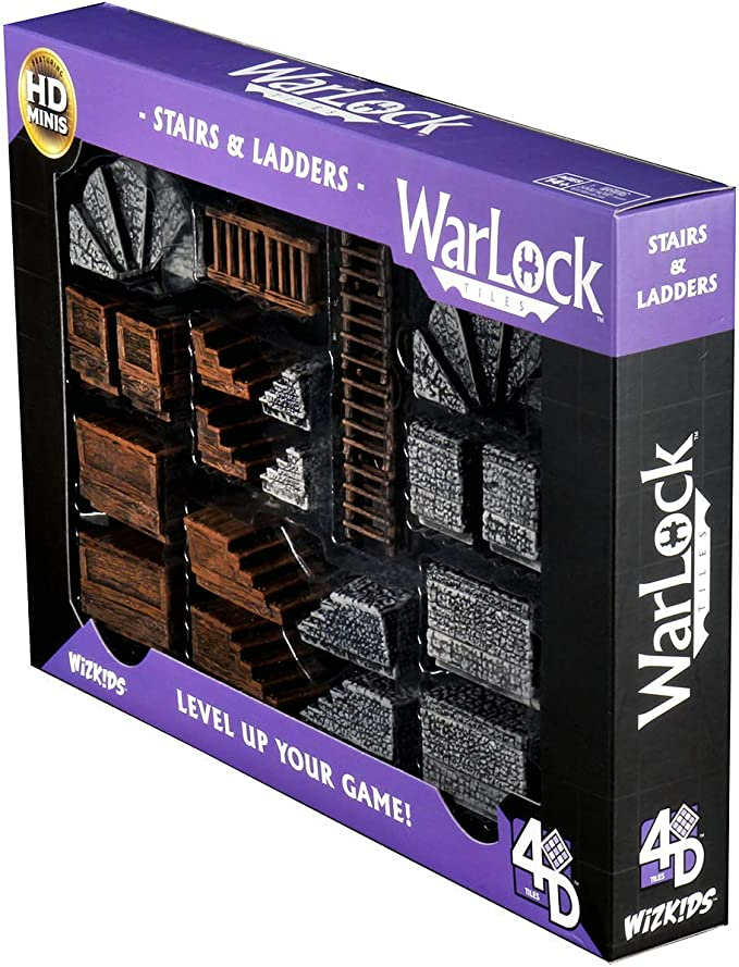 WarLock Tiles: Stairs & Ladders - Modular Dungeon Tiles for Customizable RPG Gaming and Vertical Exploration WZK16504