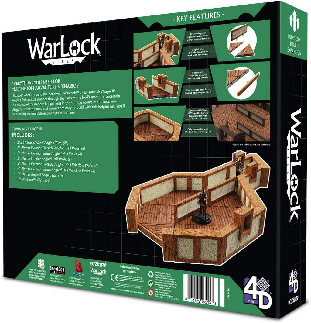Dungeons & Dragons Wizkids WarLock Tiles Town & Village III Angles WZK16513