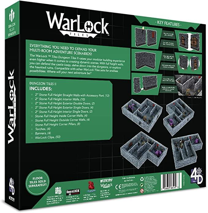 Dungeons & Dragons wizkids WarLock Tiles Dungeon Tiles II - Full Height Stone Walls Expansion WZK16514