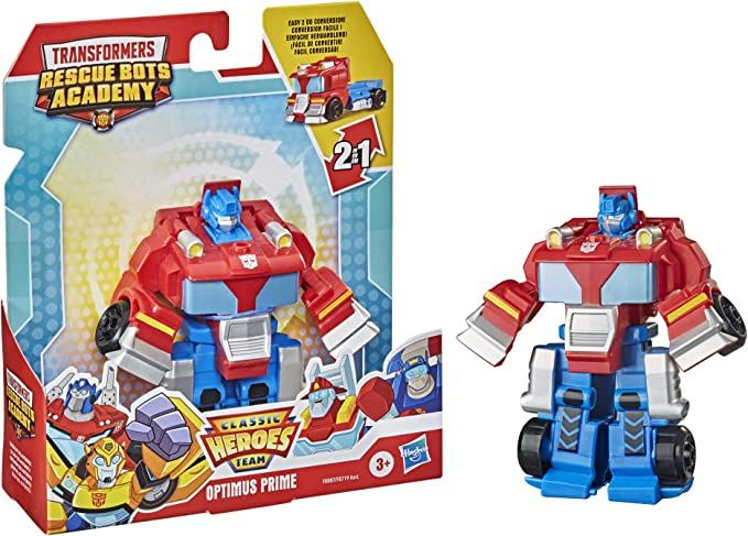 Transformers Playskool Heroes Rescue Bots Academy Classic Heroes Team Optimus Prime Converting Toy, 4.5-Inch Action Figure, Ages 3 and Up