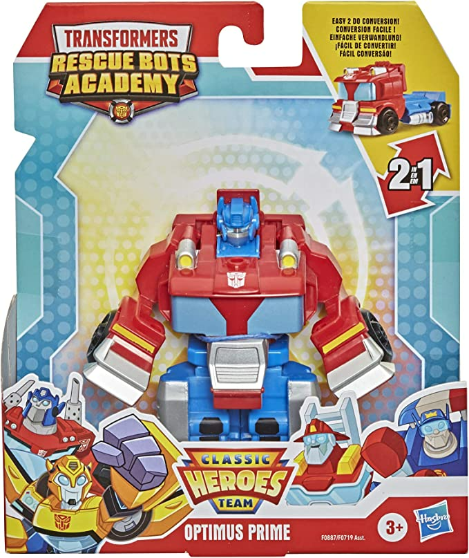 Transformers Playskool Heroes Rescue Bots Academy Classic Heroes Team Optimus Prime Converting Toy, 4.5-Inch Action Figure, Ages 3 and Up