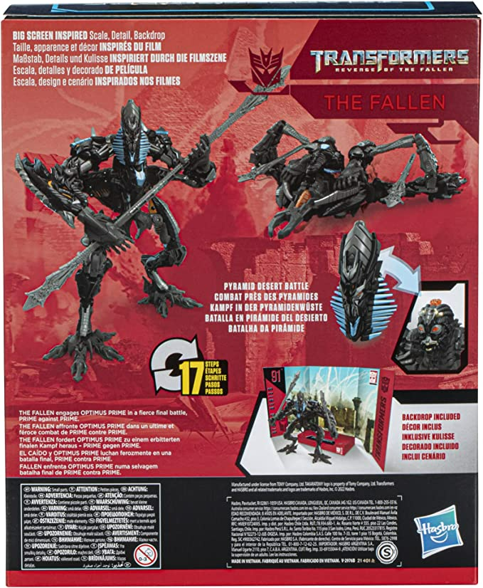 Transformers Studio Series 91 Leader Class Transformers: Revenge of The Fallen The Fallen Action Figure, Ages 8 and Up, 8.5-inch