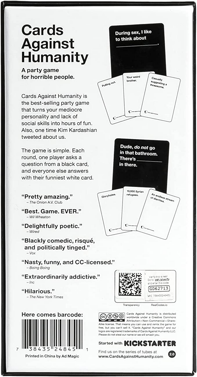 Cards Against Humanity A Party Game for Horrible People Breaking Games Popular Adult Party Game BGZ1500