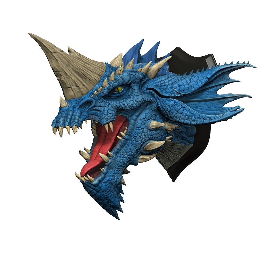 Wizkids Dungeons And Dragons D&D Replicas Of The Realms Blue Dragon Trophy Plaque WZK68509