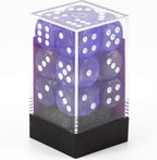 Chessex Borealis 16mm d6 Purple/White Luminary Dice Block (12 dice) (27777)