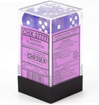 Chessex Borealis 16mm d6 Purple/White Luminary Dice Block (12 dice) (27777)