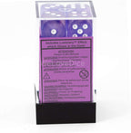 Chessex Borealis 16mm d6 Purple/White Luminary Dice Block (12 dice) (27777)