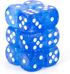 Chessex Borealis 16mm d6 Sky Blue/White Luminary Dice Block (12 dice) (27786)