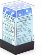 Chessex Borealis 16mm d6 Sky Blue/White Luminary Dice Block (12 dice) (27786)