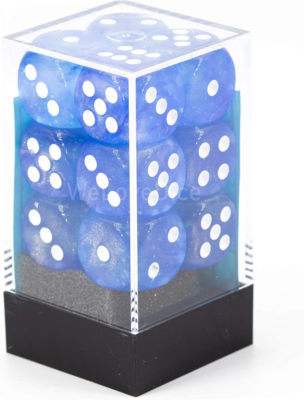 Chessex Borealis 16mm d6 Sky Blue/White Luminary Dice Block (12 dice) (27786)