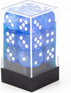 Chessex Borealis 16mm d6 Sky Blue/White Luminary Dice Block (12 dice) (27786)