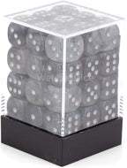 Chessex Borealis 12mm d6 Light Smoke Silver Luminary Dice Block (27978) - 36 Dice CHX27978