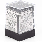 Chessex Borealis 12mm d6 Light Smoke Silver Luminary Dice Block (27978) - 36 Dice CHX27978