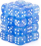 Chessex Borealis 12mm d6 Sky Blue/White Luminary Dice Block (36 dice) (27986) CHX27986