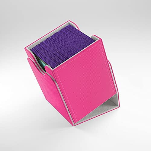 Gamegenic GGS20077ML Squire 100+ Convertible Card Deck Box Pink Holds Double Sleeved Cards Removable Cover For Mix & Match Customization Powerful Magnets For Secure Closure Cards Accessories Pink G20077