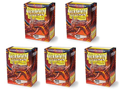 Dragon Shield Matte Red Standard Size 100 ct Card Sleeves Value Bundle - (Packs of 5)