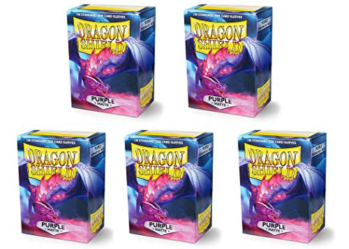 Dragon Shield Matte Purple Standard Size 100 ct Card Sleeves Value Bundle - (Packs of 5)