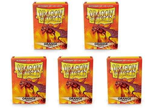Dragon Shield Matte Orange Standard Size 100ct Card Sleeves Value Bundle Packs Of 5 AT-M11013
