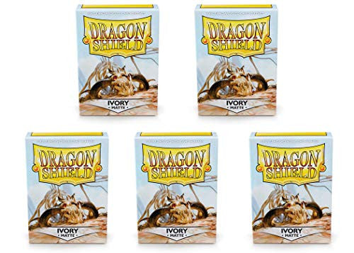 Dragon Shield Matte Ivory Standard Size 100 ct Card Sleeves Value Bundle Packs of 5 AT-M11017