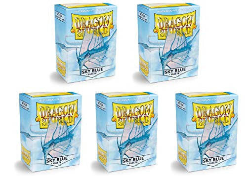 Dragon Shield Matte Sky Blue Standard Size 100 ct Card Sleeves Value Bundle Packs of 5 AT-M11019