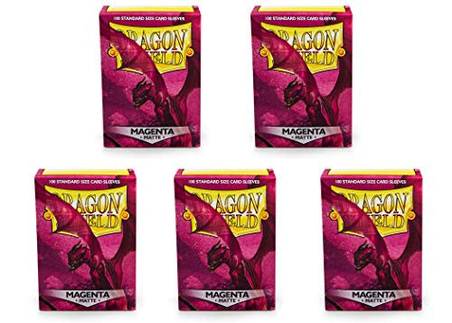 Dragon Shield Matte Magenta Standard Size 100 ct Card Sleeves Value Bundle - (Packs of 5)
