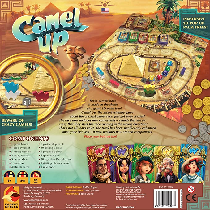 Pretzel Games Camel Up Second Edition Strategy Dice Game Family Board Game For Adults And Kids Ages 8 And Up 3 To 8 Players Average Playtime 30 to 45 Minutes Made By Eggertspiele PG3070