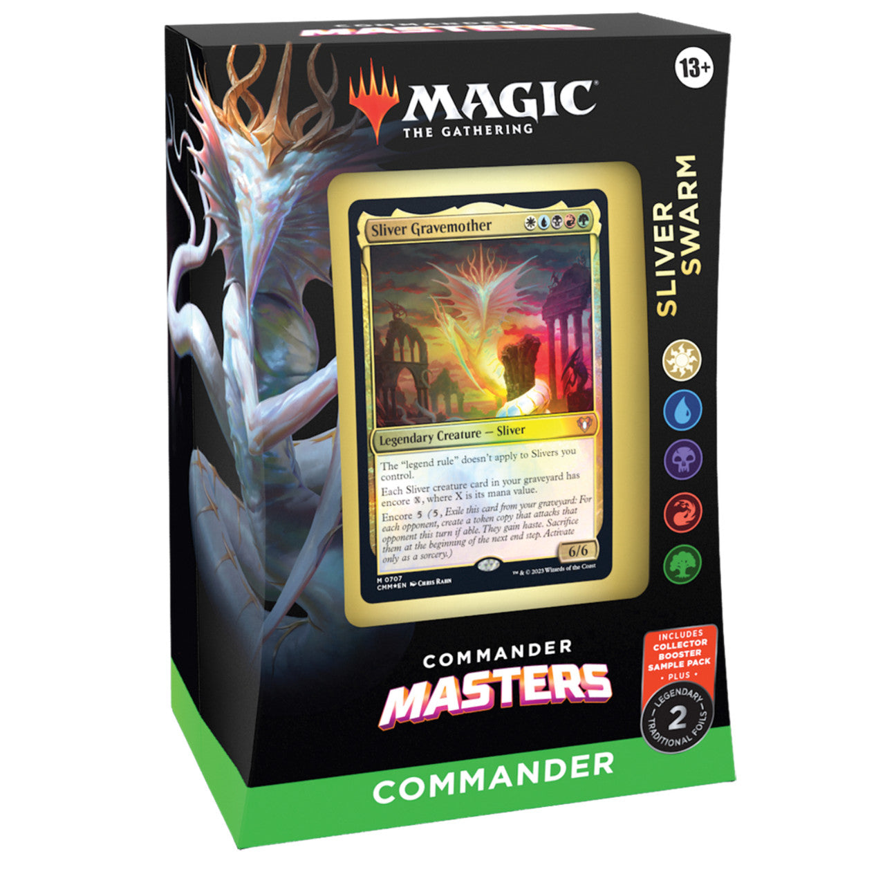 MTG Magic The Gathering CCG Commander Masters Commander Deck Sliver Swarm White-Blue-Black-Red-Green Single Pack MTG-CM-CD-SliverSwarm