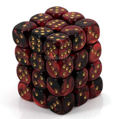 Gemini 12mm d6 Black Red Gold Dice Block