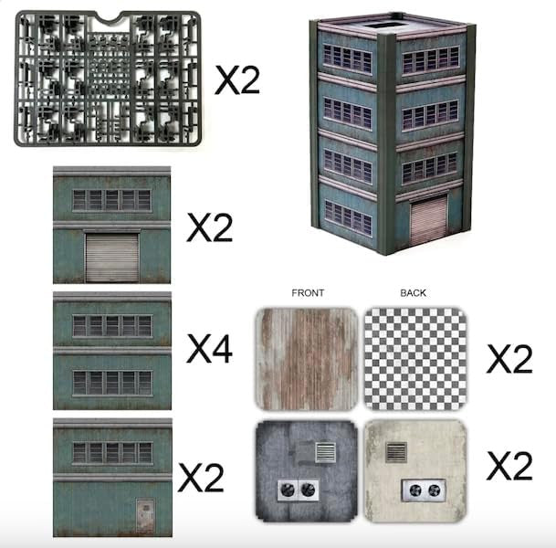 Monster Fight Club Metropolis Cityscape Miniatures Two Small Steel Buildings MFC-15108
