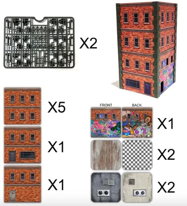 Monster Fight Club Metropolis Cityscape Miniatures Two Small Brick Buildings MFC-15105