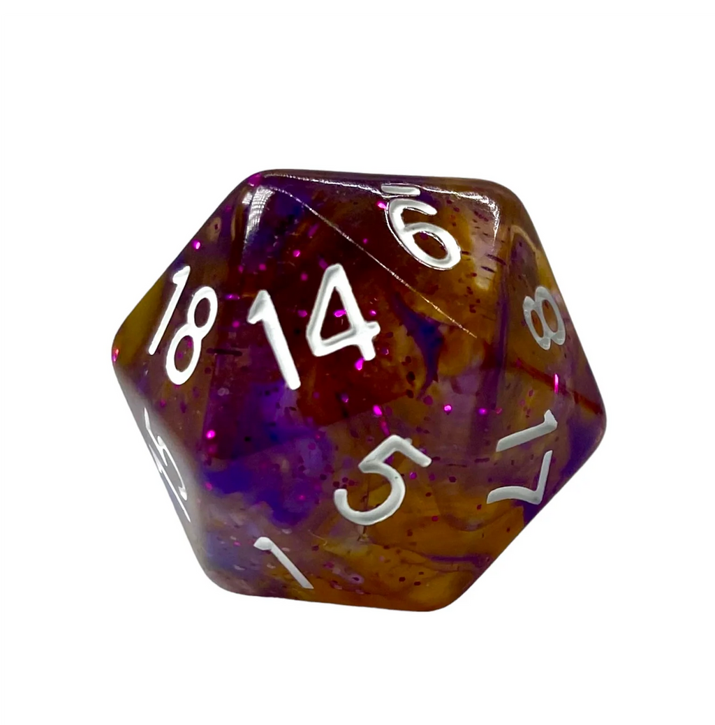 Role 4 Initiative Diffusion Large High Visibility Polyhedral Dice Set Warlock's Pa Ct with White Numbers 7 Ct R4i-50531-7C