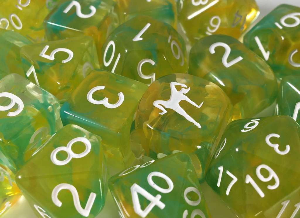 Role 4 Initiative Diffusion Large High Visibility Polyhedral Dice Set Druid's Circle with White Numbers 7 Ct R4i-50524-7C