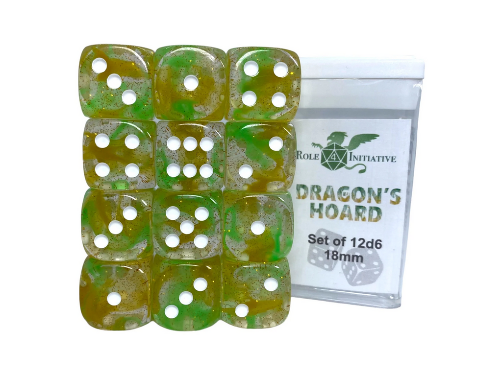 Role 4 Initiative Large High Visibility Polyhedral Dice Set Dragon's Hoard Arch'd d4's with White Numbers 7 Ct R4i-50505-7C