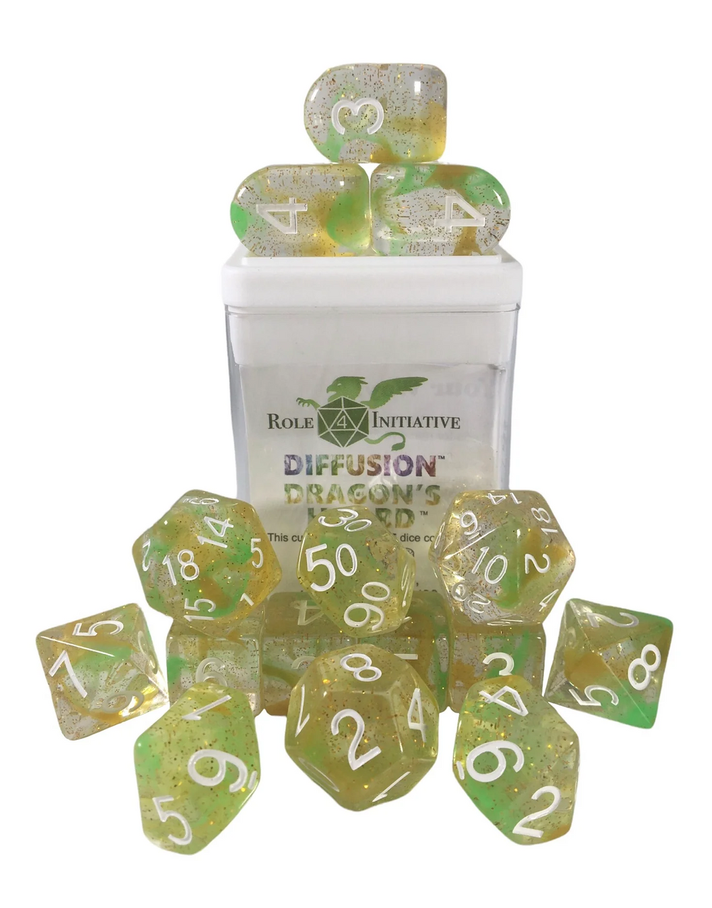 Role 4 Initiative Large High Visibility Polyhedral Dice Set Dragon's Hoard Arch'd d4's with White Numbers 7 Ct R4i-50505-7C
