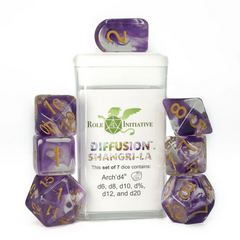 Role 4 Initiative Large High Visibility Traditional Dice Set with Arch'd4 Diffusion Shangri La 7 Ct R4i-50419-7C