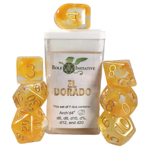 Role 4 Initiative Large High Visibility Polyhedral Dice Set El Dorado Arch'd4 7 Ct R4i-50412-7C