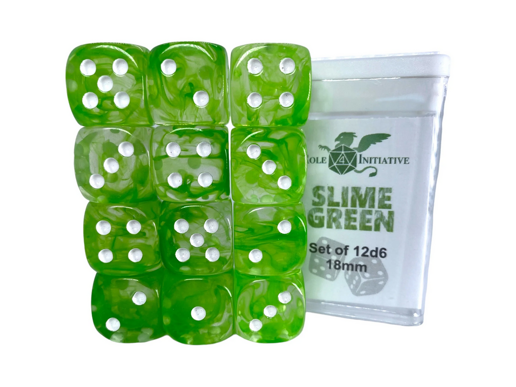 Role 4 Initiative Large High Visibility Polyhedral Dice Set Slime Green with White Arch'd4 7 Ct R4i-50404-7C
