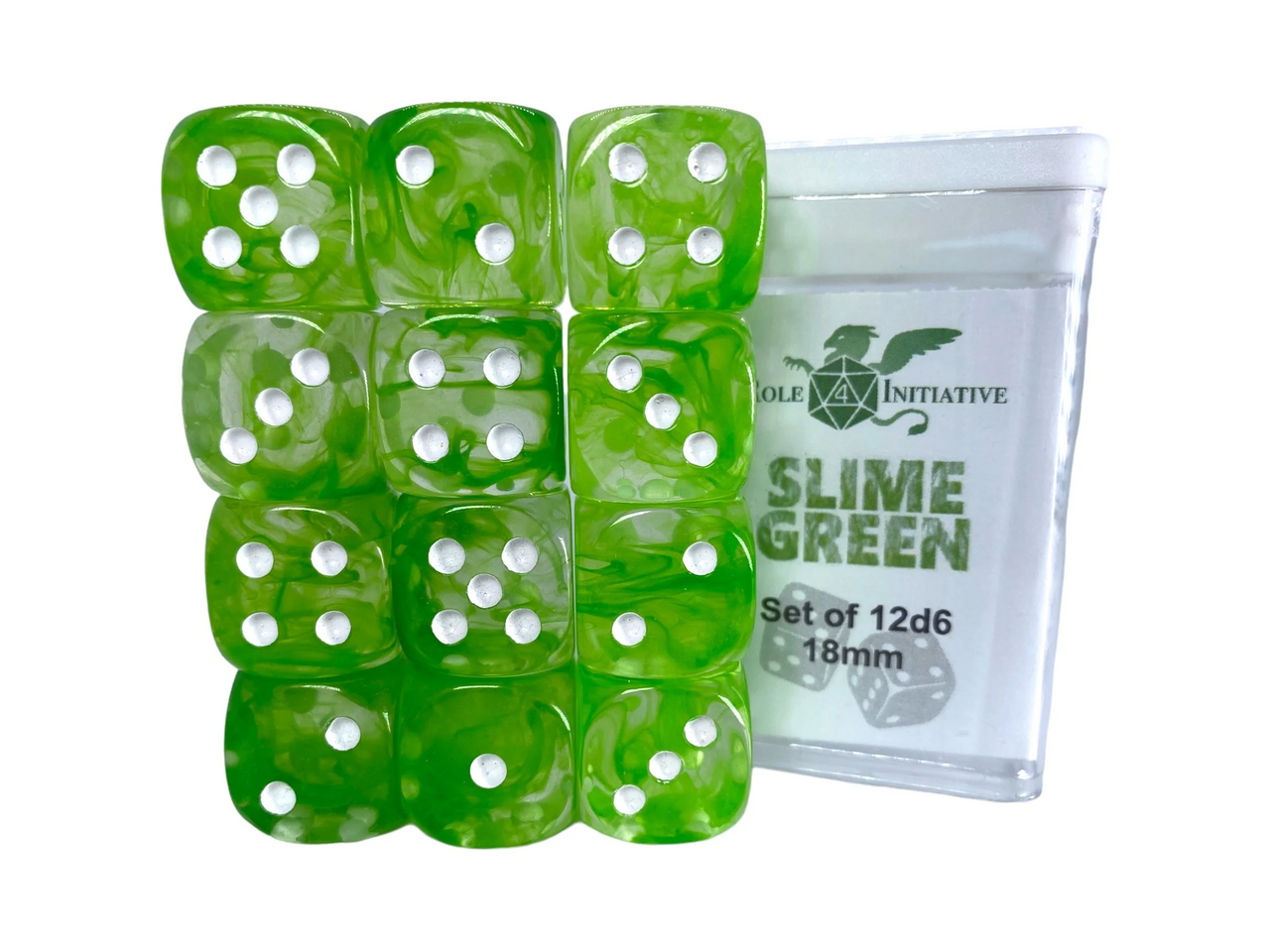 Role 4 Initiative Large High Visibility Polyhedral Dice Set Slime Green with White Arch'd4 7 Ct R4i-50404-7C