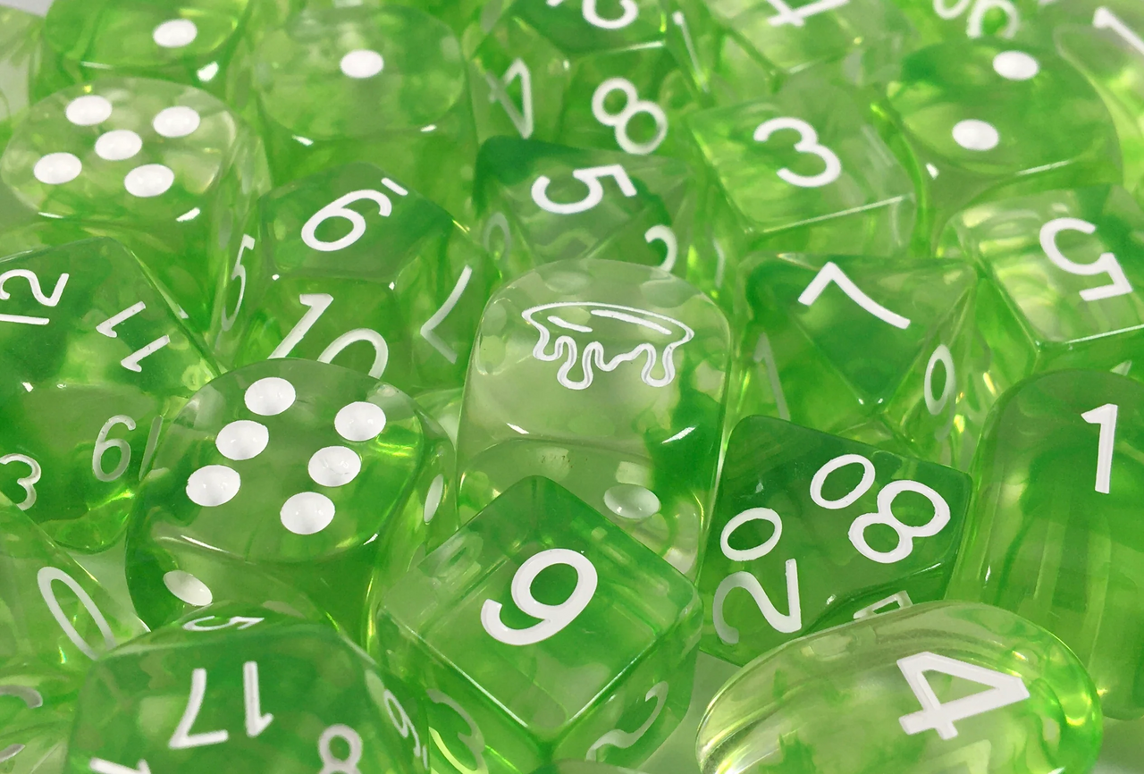 Role 4 Initiative Large High Visibility Polyhedral Dice Set Slime Green with White Arch'd4 7 Ct R4i-50404-7C