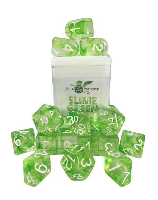 Role 4 Initiative Large High Visibility Polyhedral Dice Set Slime Green with White Arch'd4 7 Ct R4i-50404-7C