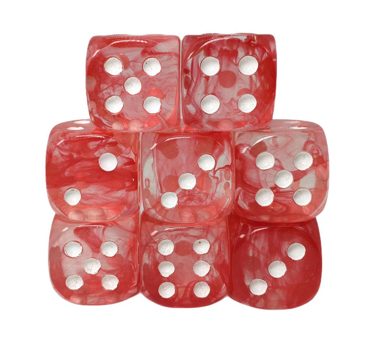 Role 4 Initiative Large High Visibility Polyhedral Dice Set Cherry Arch'd d4's with White Numbers 7 Ct R4i-50401-7C