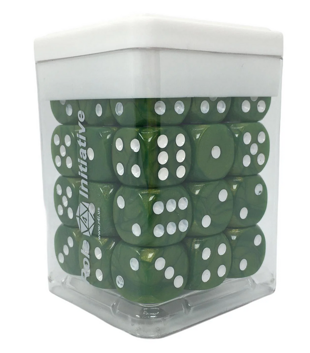 Role 4 Initiative Large High Visibility Polyhedral Dice Set Sea Dragon Shimmer with Arch'd4 White Ink 15 Ct R4i-50302-FC