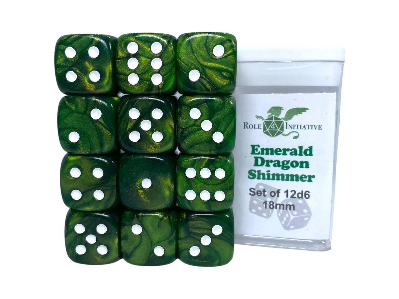 Role 4 Initiative Large High Visibility Polyhedral Dice Set Sea Dragon Shimmer with Arch'd4 White Ink 15 Ct R4i-50302-FC