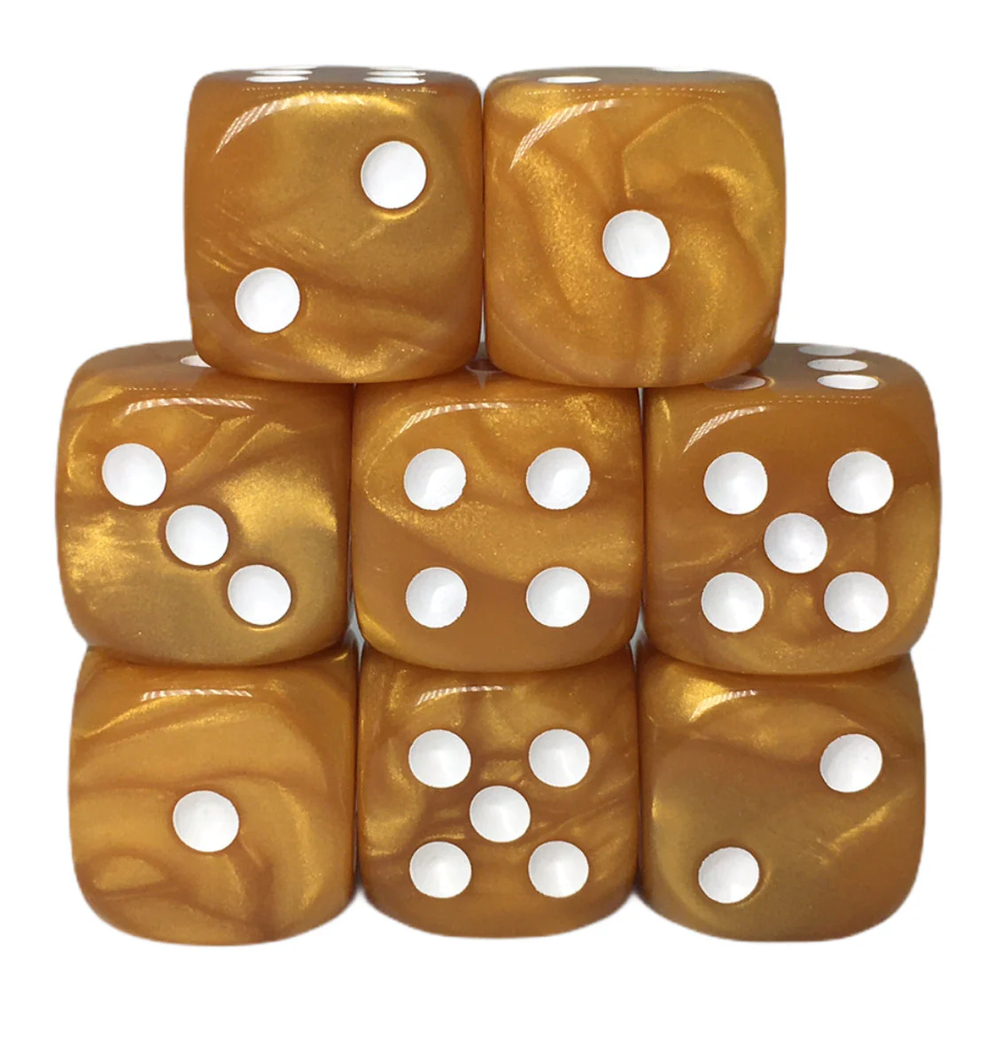 Role 4 Initiative Large High Visibility Polyhedral Dice Set Marble Caramel with White Arch'd4 15 Ct R4i-50206-FC