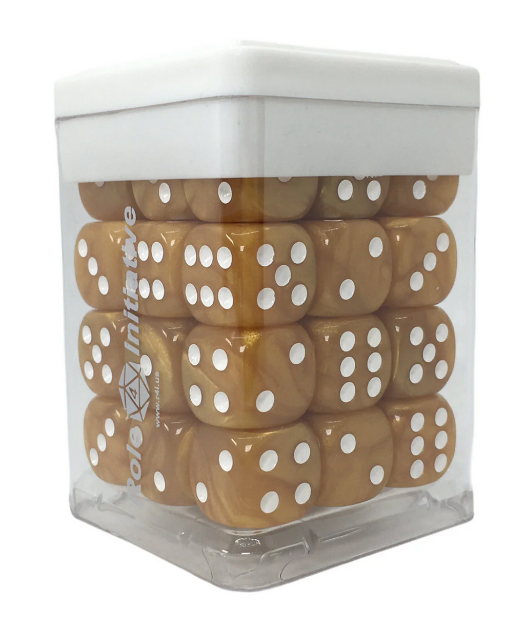 Role 4 Initiative Large High Visibility Polyhedral Dice Set Marble Caramel with White Arch'd4 15 Ct R4i-50206-FC
