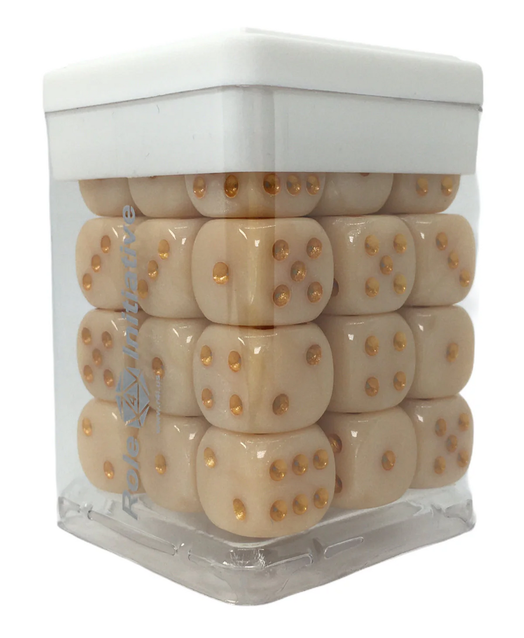 Role 4 Initiative Large High Visibility Polyhedral Dice Marble Latte with Arch'd4 7 Ct R4i-50205-7C